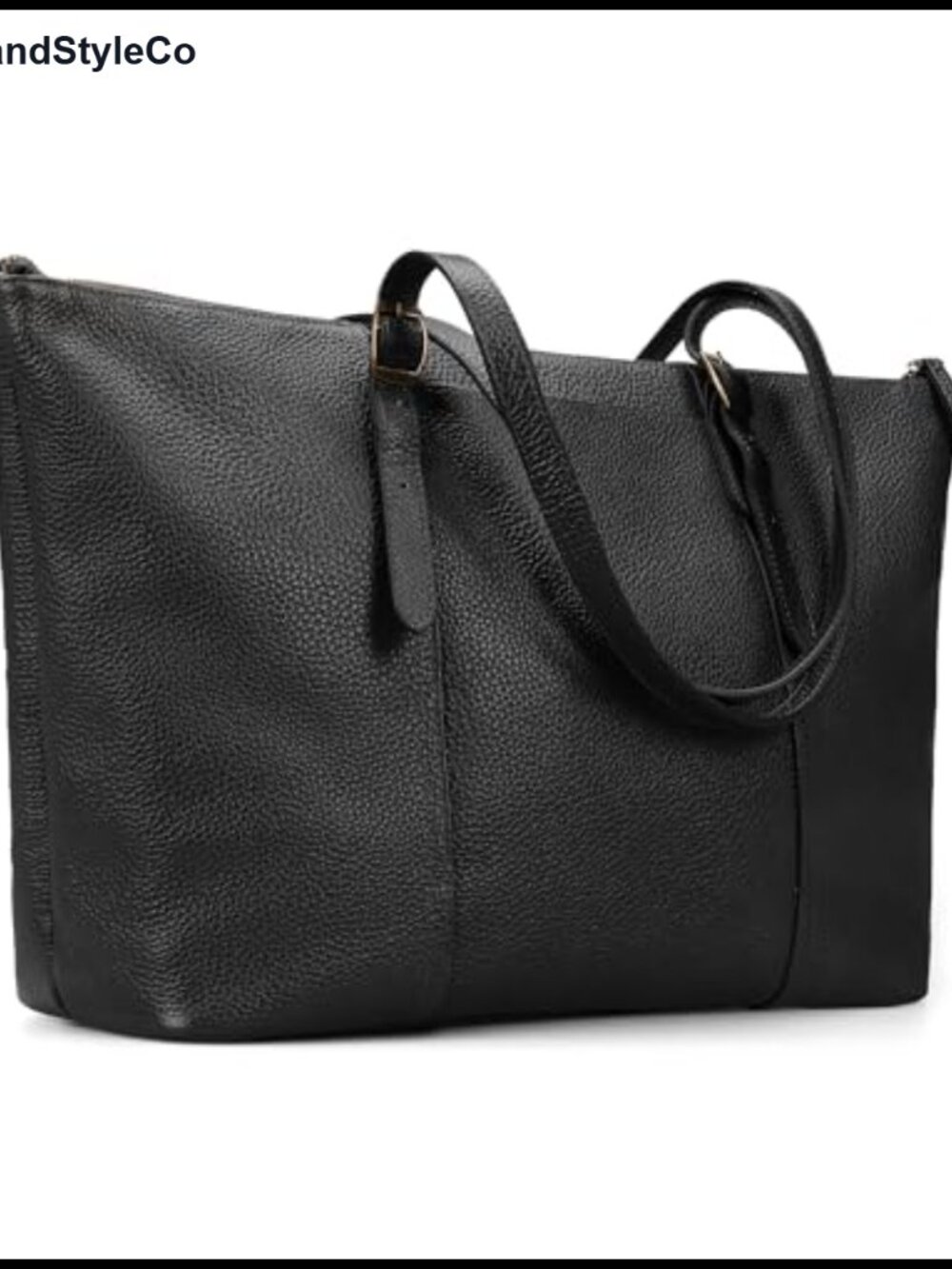 Genuine Leather Work Tote Bag with Zipper 14" Laptop Sleeve Travel Satchel